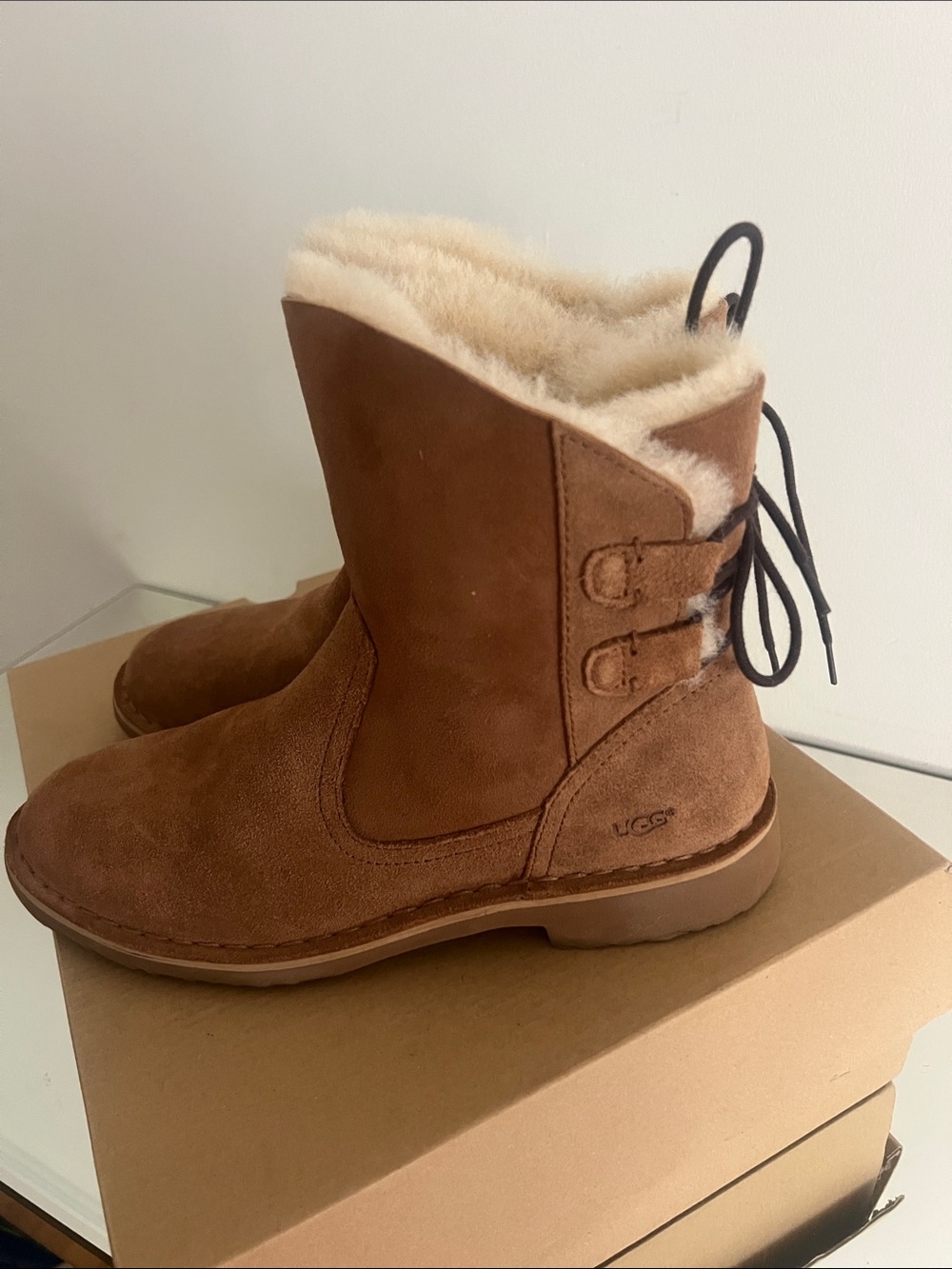 UGG Women's Chestnut Lace-Back Suede Winter Boots